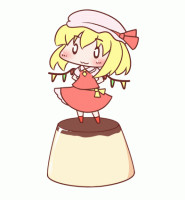 683949 - _3 arms_behind_back blonde_hair blush chibi flandre_scarlet gif lowres maitora o_o pudding pun touhou.gif