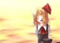 Konachan.com - 62948 blonde_hair blush fang ribbons rumia short_hair smile touhou.jpg