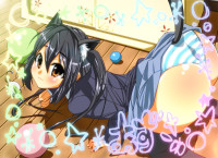 Konachan.com - 67317 animal_ears catgirl k-on! nakano_azusa panties seifuku striped_panties tail thighhighs underwear.jpg