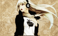 Konachan.com - 71482 blonde_hair headphones red_eyes.jpg