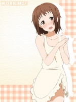 Danbooru 710721 apron blush brown_eyes brown_hair face hands_together head_tilt ikari_manatsu naked_apron short_hair takanashi_nazuna working!!.jpg