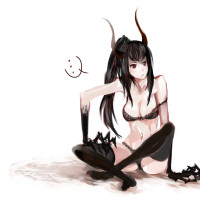 8c93de6f2e558bb833d69c225b37538b black_gold_saw black_hair black_rock_shooter horns long_hair pale_skin red_eyes solo tribut.jpg