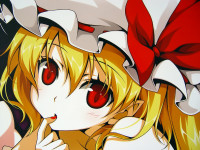 523036 - blonde_hair close-up face finger_to_mouth flandre_scarlet hat nail_polish red_eyes reina_(black_spider) solo touhou wallpaper.jpg