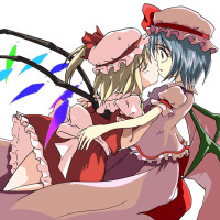 25364 - 2girls bat_wings duplicate flandre_scarlet incest incipient_kiss kiss multiple_girls remilia_scarlet siblings sisters touhou wings yuri.jpg