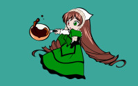 Konachan.com - 86559 bicolored_eyes brown_hair chibi green long_hair rozen_maiden suiseiseki.jpg