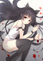 Danbooru 797280 animal_ears black_hair black_legwear cat_ears gokou_ruri kisaichi_jin long_hair lying ore_no_imouto_ga_konna_ni_kawaii_wake_ga_nai red_eyes solo thighhighs.jpg