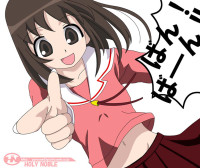 Gelbooru 37377 azumanga_daiou brown_eyes brown_hair kasuga_ayumu midriff school_uniform mound_of_venus.jpg