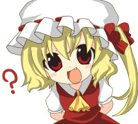 882189 -  arms_behind_back blonde_hair bust curious fang flandre_scarlet hat hatena_yousei lowres red_eyes side_ponytail solo touhou tsume_(artist).jpg