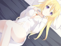 Konachan.com - 97722 blonde_hair blush charlotte_dunois cleavage infinite_stratos keito_(kazamatuli) no_bra open_shirt purple_eyes.jpg