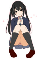 795558 - black_eyes black_hair black_legwear blush fukurokouji kneehighs k-on! long_hair nakano_azusa panties school_uniform sitting skirt solo striped striped_panties twintails.jpg