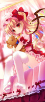 891078 - blonde_hair blush bow feet flandre_scarlet hair_bow hat hat_ribbon kino_konomi panties red_eyes ribbon side_ponytail sitting solo stuffed_animal stuffed_toy teddy_bear thighhighs touhou white_legwear wings zett.jpg