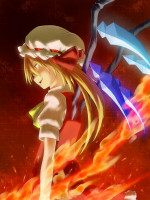 526890 - blonde_hair fire flandre_scarlet gohitsuki hat ponytail red_eyes short_hair side_ponytail touhou wings.jpg