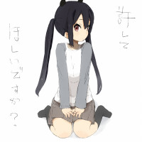 813003 - animal_ears black_hair brown_eyes casual cat_ears face k-on! long_hair nakano_azusa nasuna payot raglan_sleeves sitting skirt socks twintails wariza.jpg