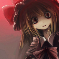 886986 - blonde_hair bow caoth crazy_eyes creepy fangs flandre_scarlet hat open_mouth red_eyes short_hair smile solo touhou.jpg