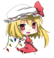 321433 - bad_id blonde_hair blush chibi fang flandre_scarlet hat lowres ponytail ribbon short_hair subachi touhou wings.jpg