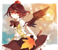 Gelbooru 563798 az black_wings brown_hair fan hat red_eyes shameimaru_aya short_hair smile tokin_hat touhou wings azuma_aya.jpg