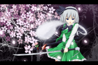 Konachan.com - 71129 blue_eyes cherry_blossoms konpaku_youmu petals ribbons short_hair skirt sword touhou weapon white_hair.jpg