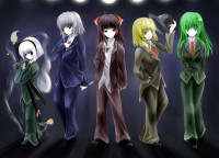 8c23bbf7d55063f6dc71393f826799f2 formal hairband hat necktie pant_suit short_hair suit touhou red_eyes hakurei_reimu kirisam.jpg