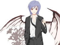 14c85777ab970b96550c2f8500d6d09b formal short_hair suit touhou blue_hair red_eyes wings remilia_scarlet bat_wings genderswap.jpg