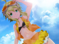 Konachan.com - 108180 aqua_eyes bra goggles green_eyes green_hair gumi short_hair sky underwear vocaloid yucco_kxoxc.jpg