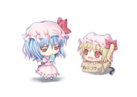 547688 - 2girls animal_ears bad_id bat_wings blonde_hair blue_hair box cat_ears cat_tail chibi flandre_scarlet girl_in_a_box hanahanaken hat in_container multiple_girls ponytail popsicle red_eyes remilia_scarlet short_h.jpg