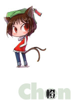 2a4ae7017ff869bffd24ab1115bb9148 animal_ears cat_ears cat_tail chen chibi earrings hat jewelry multiple_tails red_eyes solo .jpg