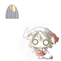 810580 -  ahoge aoblue ball_and_chain blonde_hair chain chibi cuffs flandre_scarlet moon o_o side_ponytail solo tears touhou wings.jpg