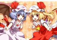 833633 - 2girls ascot asymmetry bat_wings blonde_hair blue_hair flandre_scarlet hat mount_whip multiple_girls red_eyes remilia_scarlet short_hair siblings side_ponytail sisters touhou wings.jpg