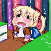 895607 - animal_ears blonde_hair book cat_ears cat_tail chibi extra_ears hoshizuki_(seigetsu) kemonomimi_mode mizuhashi_parsee open_mouth puru-see scarf solo tail touhou trembling.jpg