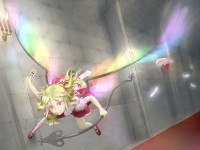 Konachan.com - 112454 blonde_hair flandre_scarlet kitanosnowwhite red_eyes ribbons short_hair touhou wings.jpg