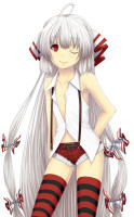 489190 - ahoge bare_shoulders flat_chest fujiwara_no_mokou hair_ribbon hiroya_juuren long_hair no_bra red_eyes ribbon silver_hair smile solo striped striped_thighhighs thighhighs touhou very_long_hair wink.jpg