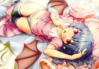 Konachan.com - 107675 blue_hair blush fukunaga_kazuhiro hat panties red_eyes remilia_scarlet thighhighs touhou underwear wings.jpg