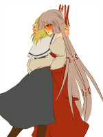 337094 - 2girls alice_margatroid blush fujiwara_no_mokou hug makoto_jon multiple_girls touhou.jpg