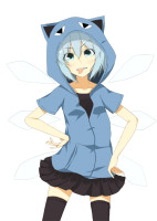 693873 - alternate_costume black_thighhighs blue_eyes blue_hair cat_hood cirno contemporary hands_on_hips hoodie ice_(artist) _p short_hair skirt solo standing thighhighs tongue touhou wings.jpg