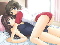 2girls bed brown_hair loli long_hair tagme yuri.jpg