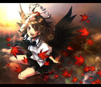 Gelbooru 404489 hat leaves neota shameimaru_aya smile touhou bad_id leaf.jpg