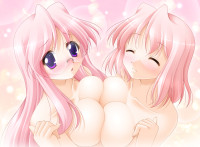 Konachan.com - 78526 2girls blush breasts glasses long_hair lucky_star pink_hair purple_eyes short_hair takara_miyuki takara_yukari yuri.jpg