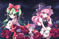 Konachan.com - 61967 2girls cosplay hakurei_reimu hatsune_miku kirisame_marisa megurine_luka morujii touhou vocaloid.jpg