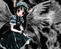 Konachan.com - 3738 azumanga_daioh black_eyes black_hair catgirl cross dark headband kasuga_ayumu lolita_fashion moon tail tree wings.jpg