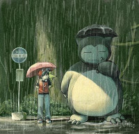 ghibli,illustration,pokemon,rain,snorlax,totoro-a7.jpg