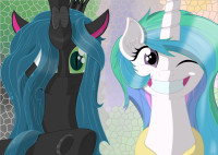 572315__safe_princess+celestia_queen+chrysalis_art.jpeg