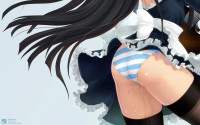 Konachan.com - 75359 akiyama_mio ass black_hair ffyak k-on! long_hair maid panties pussy_juice striped_panties thighhighs underwear upskirt watermark.png