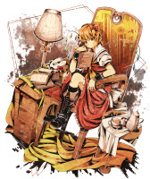 757557 - azya blonde_hair book boots bow chair flandre_scarlet hat no_hat red_eyes short_hair side_ponytail sitting solo tea touhou wings.png