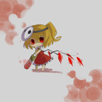 563089 - 3 blonde_hair blood chainsaw chibi flandre_scarlet friday_the_13th glowing_eyes haipa_okara highres hockey_mask jason_voorhees jason_voorhees_(cosplay) mask parody ponytail red_eyes short_hair side_ponytail sol.png