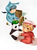 814617 - baby blonde_hair blue_eyes blue_hair doemon flandre_scarlet hong_meiling hong_meiling_(panda) red_eyes remilia_scarlet stuffed_animal stuffed_toy teddy_bear touhou young.png