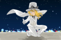 4b3f85f0b938a63352f773636711bf02 formal hat necktie pant_suit suit touhou kirisame_marisa long_hair blonde_hair braid cape y.png