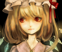 907752 - blonde_hair face flandre_scarlet hat looking_away nervous portrait red_eyes slit_pupils solo touhou ufu wings.png