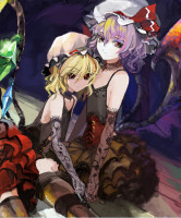 910329 - 2girls alternate_costume bat_wings black_dress black_gloves blonde_hair blue_hair choker colored_eyelashes drawr dress eyelashes flandre_scarlet flat_chest gloves hat lace lace_gloves lace_legwear multiple_girl.png