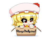 932987 - 3 3 ascot blonde_hair box cardboard_box chibi claws english flandre_scarlet girl_in_a_box hat in_container red_eyes short_hair simple_background solo touhou yamato_damashi.png