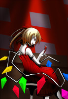 447290 - blonde_hair elbow_gloves flandre_scarlet gloves ponytail red_eyes short_hair side_ponytail touhou wine wings yaruku.png